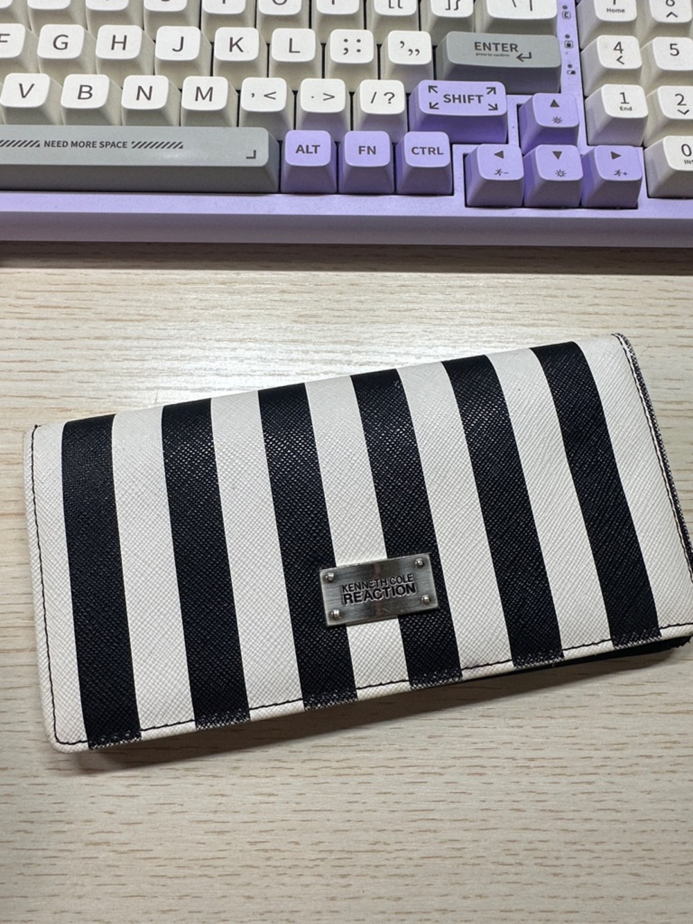 Kenneth Cole Reaction Black and White Striped Wallet